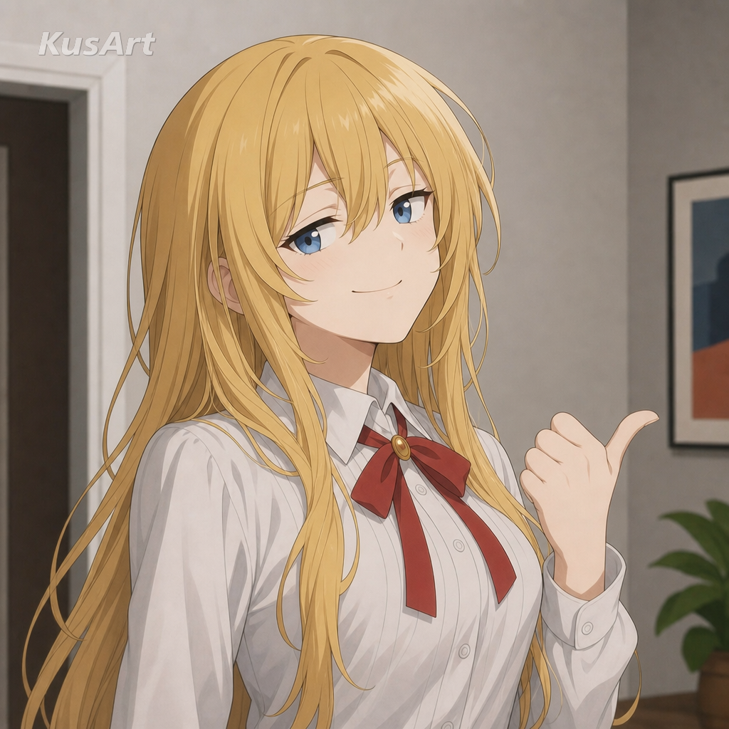 Get a load of this guy meme remade with an anime girl doing the smug thumb-point to camera