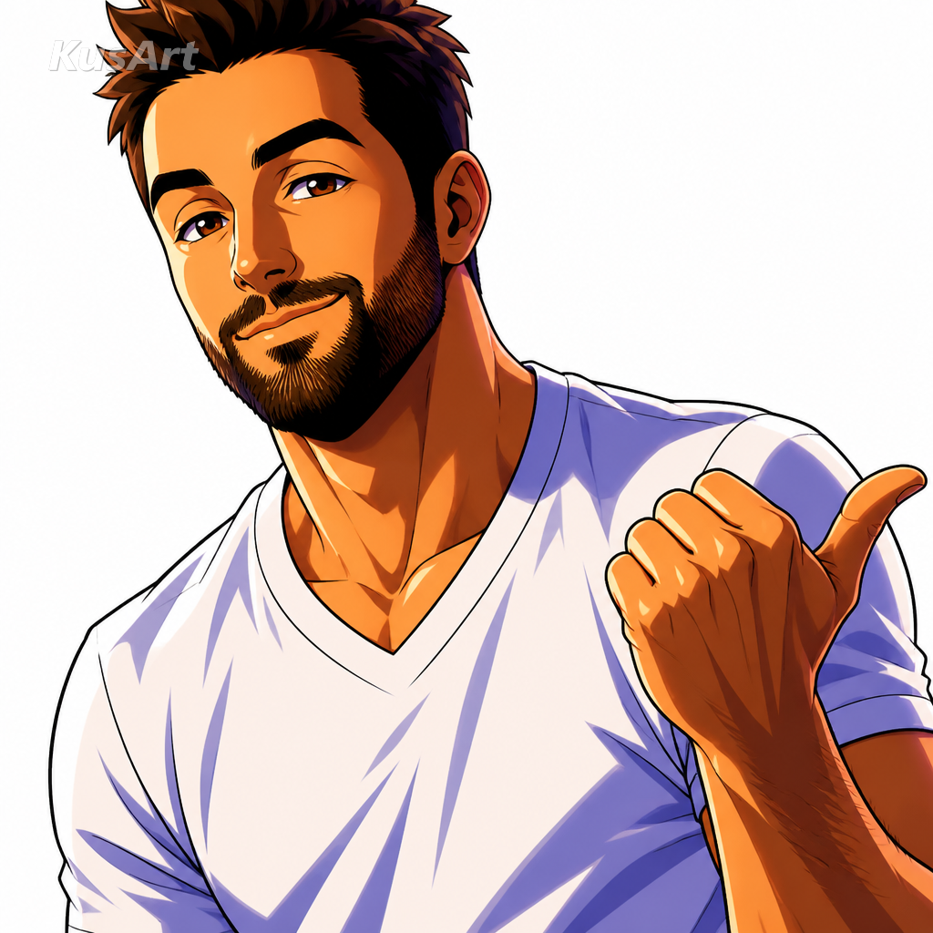 Get a load of this guy meme restyled as a vibrant anime cel-shaded illustration