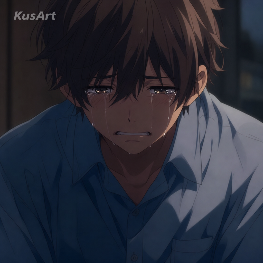 今にも泣きそうなアニメ少年で作り直した泣く男(ガイ)ミーム