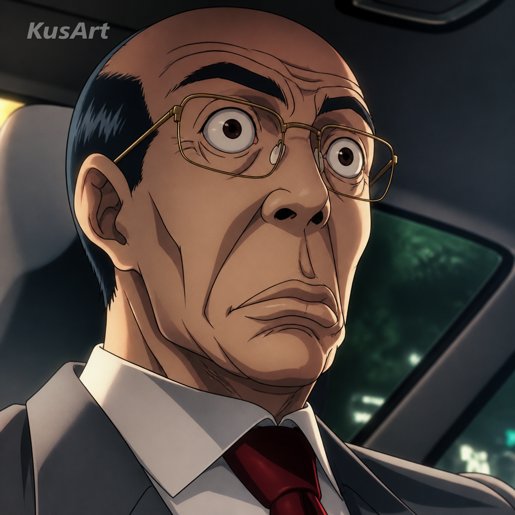 Man-Changing-in-Face-Anime-Meme neu gestaltet als knallige moderne Anime-Illustration