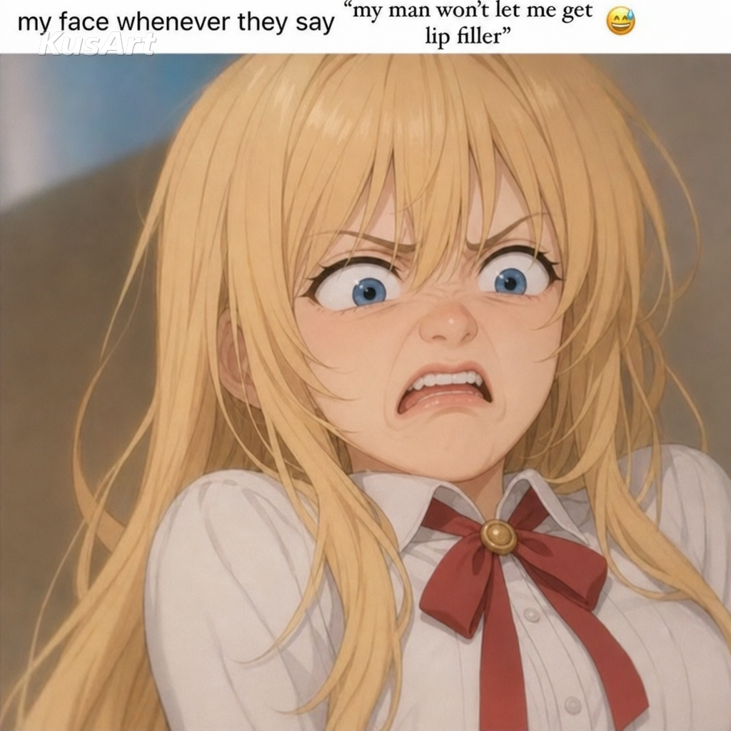 Meme face disgusted remade with an anime girl pulling an exaggerated grossed-out expression