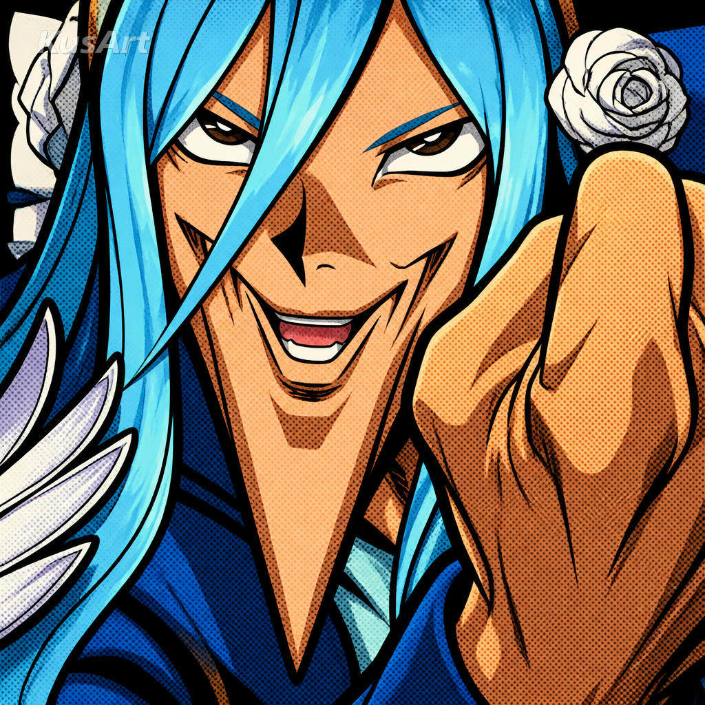 Pointy anime chin meme restyled as a bold comic-book illustration