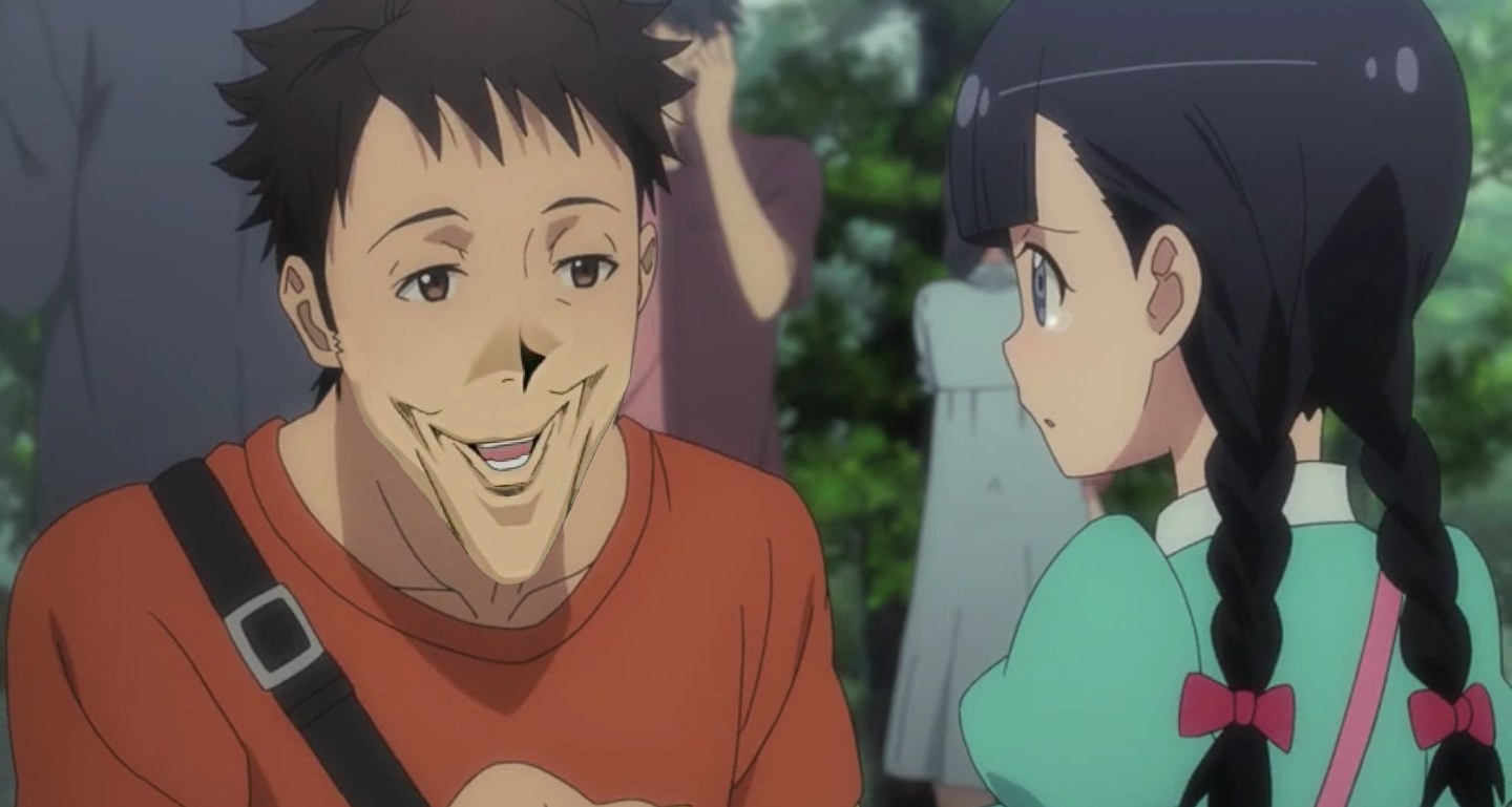 Extremely exaggerated long sharp anime chin photoshop edit