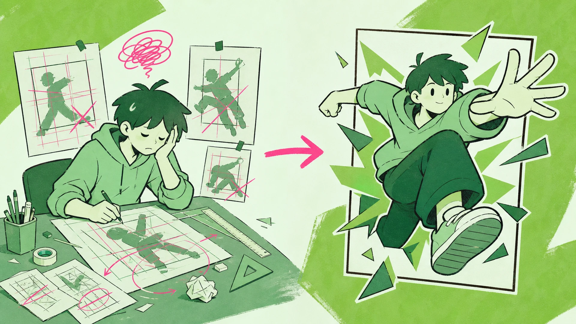 Move from a Loose Character Image to a Coherent Design - AI Breaking-Frame Poster Maker