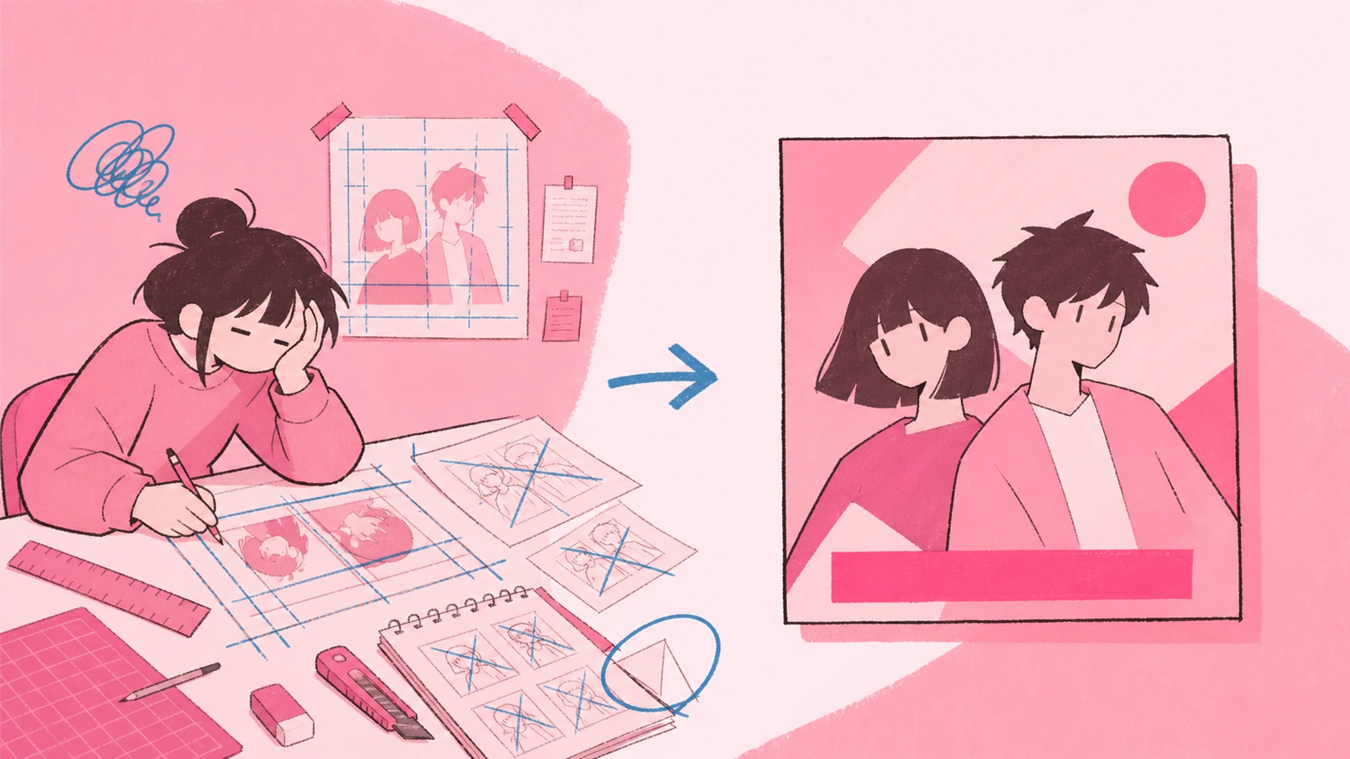 Move from a Loose Character Image to a Coherent Design - AI Duo Album Cover Maker
