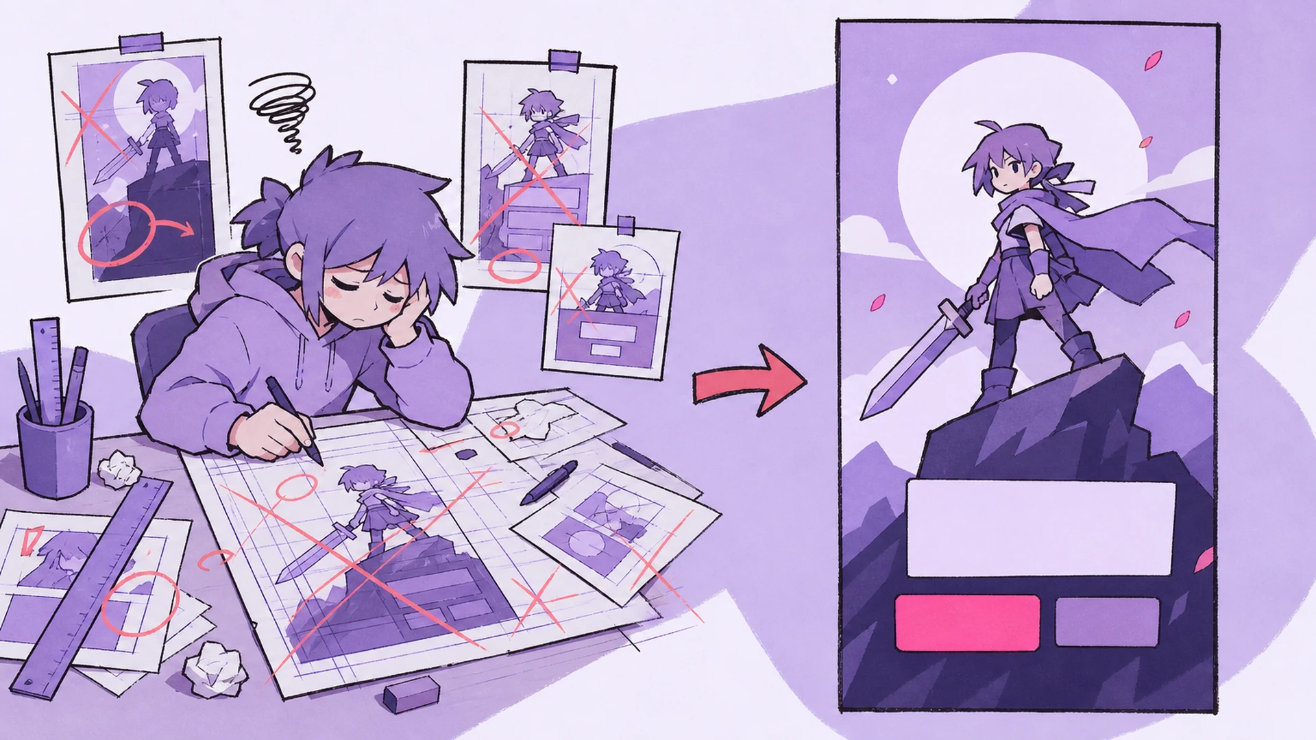 Move from a Loose Character Image to a Coherent Design - AI Gacha Game Landing Page Generator