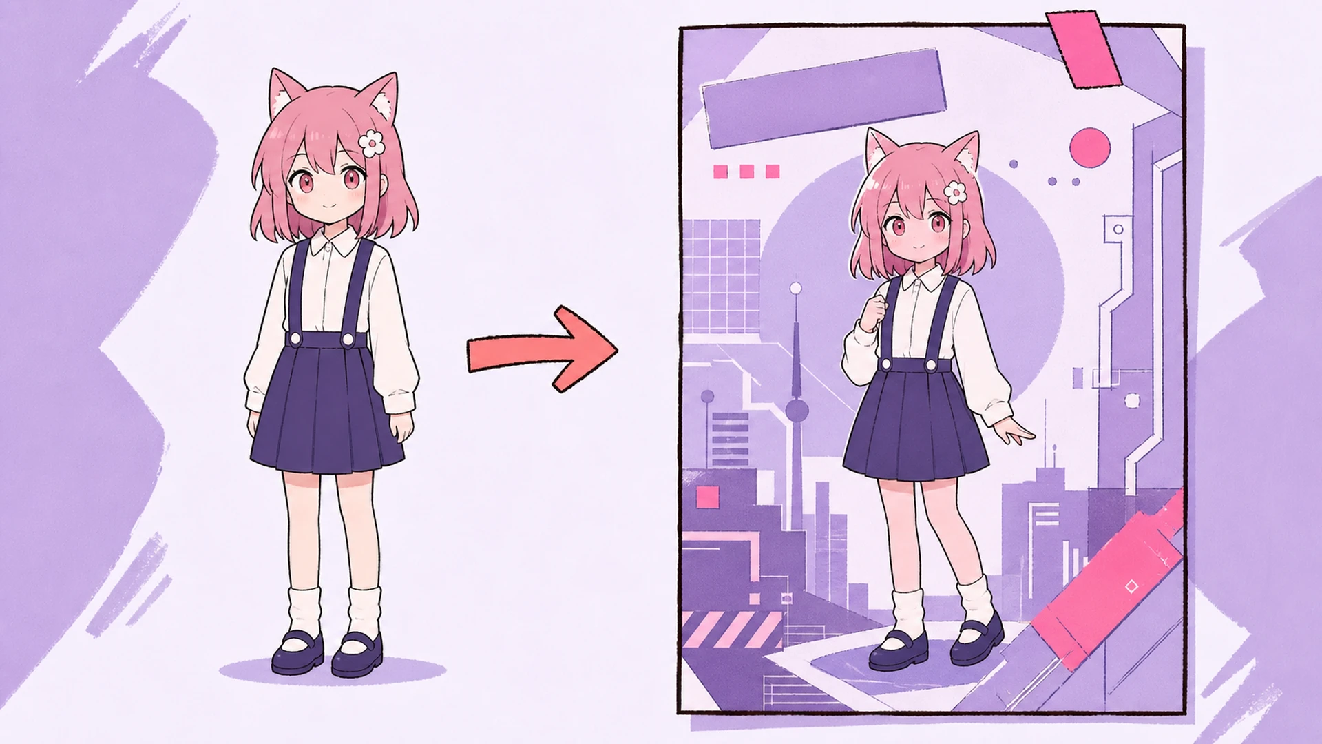 Create a Finished Pastel Cyber Layout With A Remixed Background Without Rebuilding the Layout - AI Pastel Cyber Background Changer
