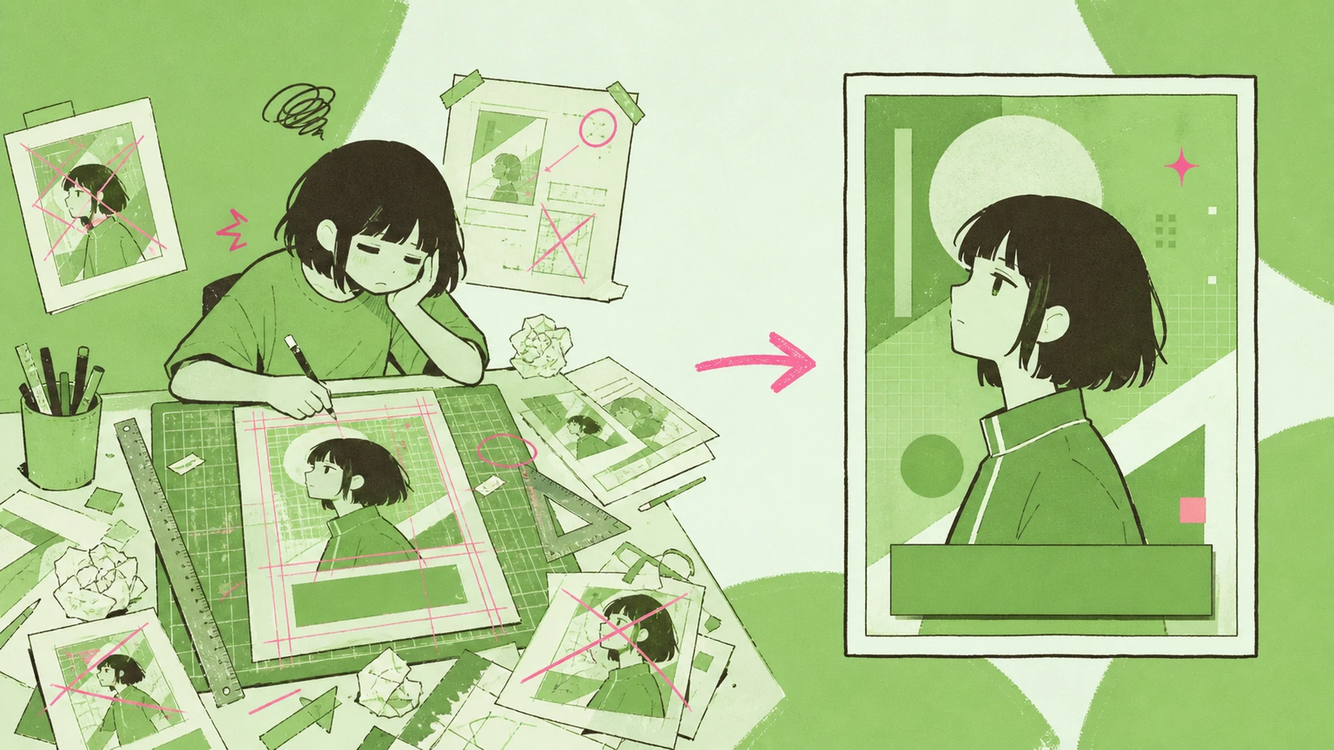 Move from a Loose Character Image to a Coherent Design - AI Pastel Cyber Background Changer