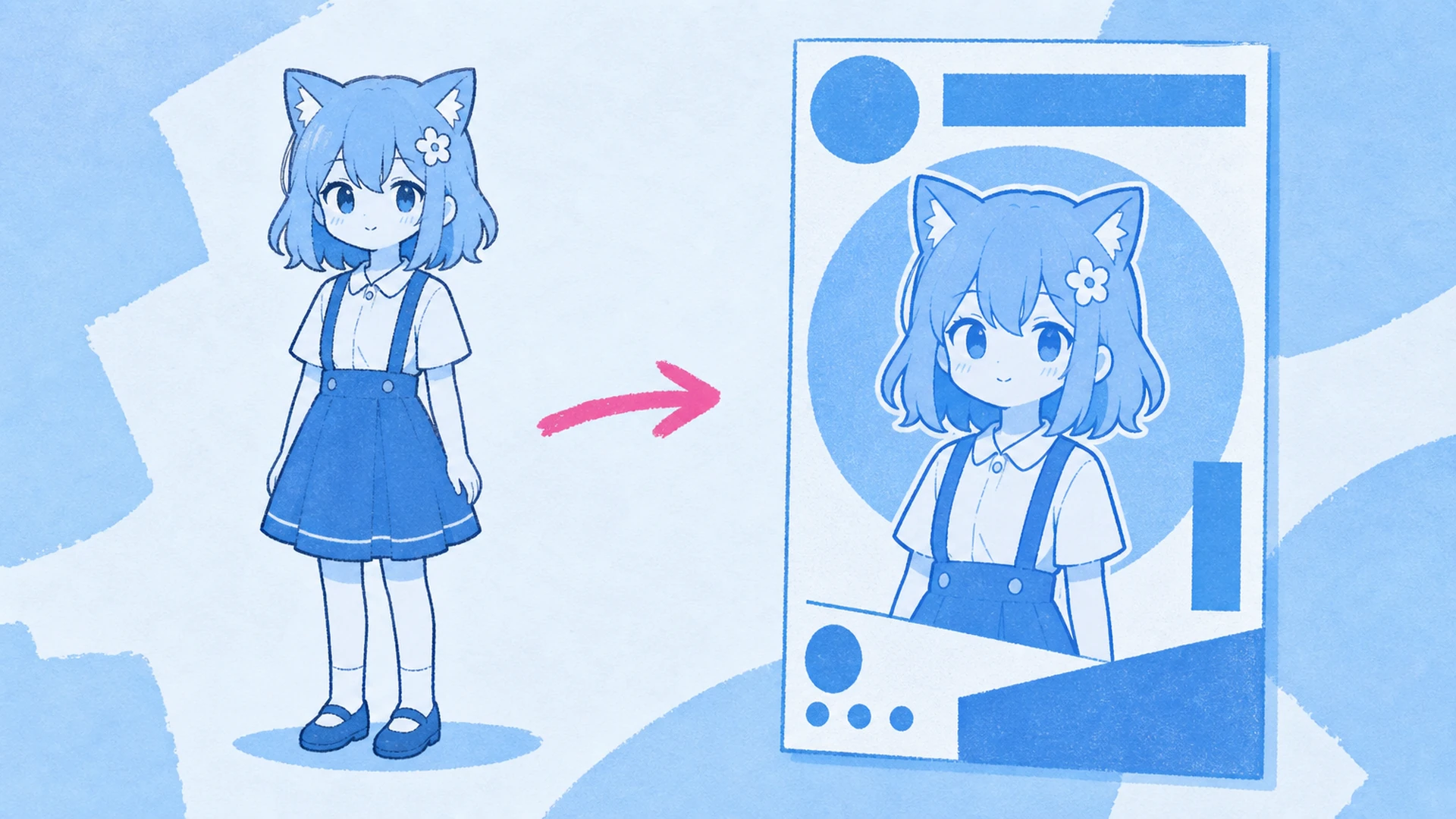 Create a Finished Blue Monochrome Anime Poster Without Rebuilding the Layout - AI Blue Monochrome Anime Poster Maker