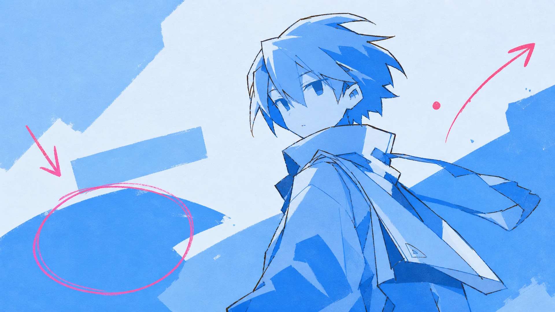 Cool-Tone OC Key Art - AI Blue Monochrome Anime Poster Maker