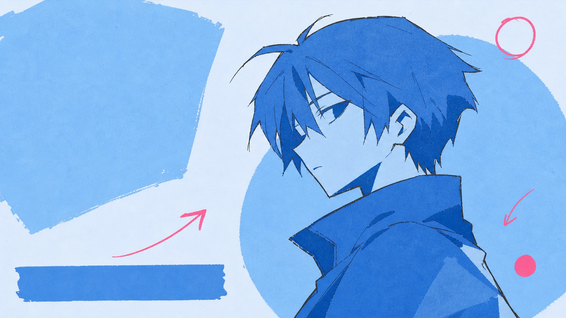 Moody Profile Visual - AI Blue Monochrome Anime Poster Maker