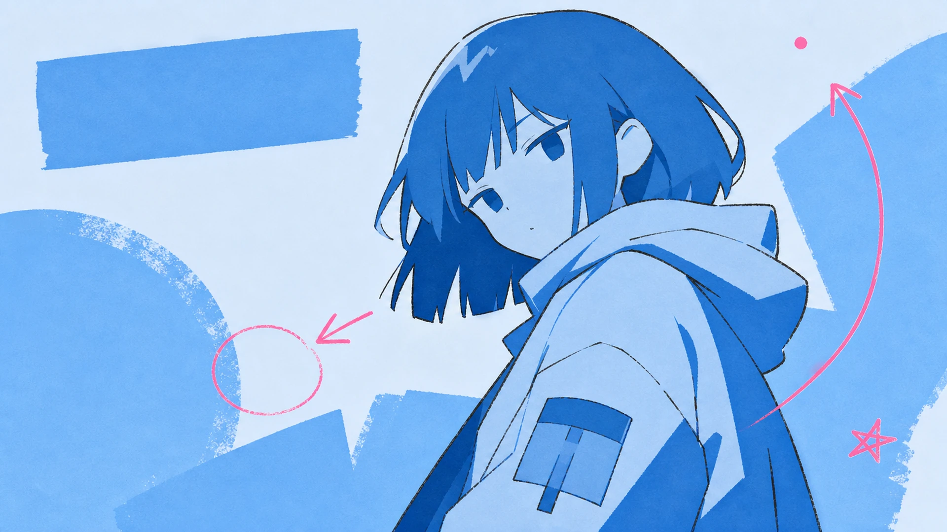 Blue Aesthetic Social Post - AI Blue Monochrome Anime Poster Maker