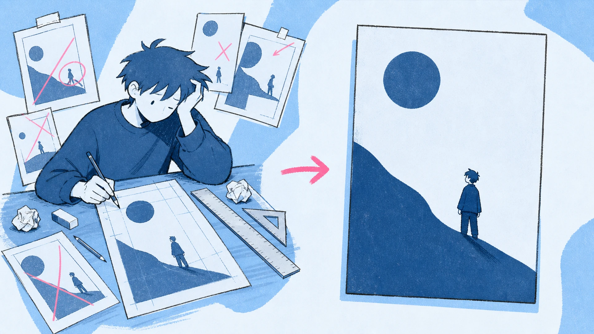 Move from a Loose Character Image to a Coherent Design - AI Monochrome Anime Poster Maker