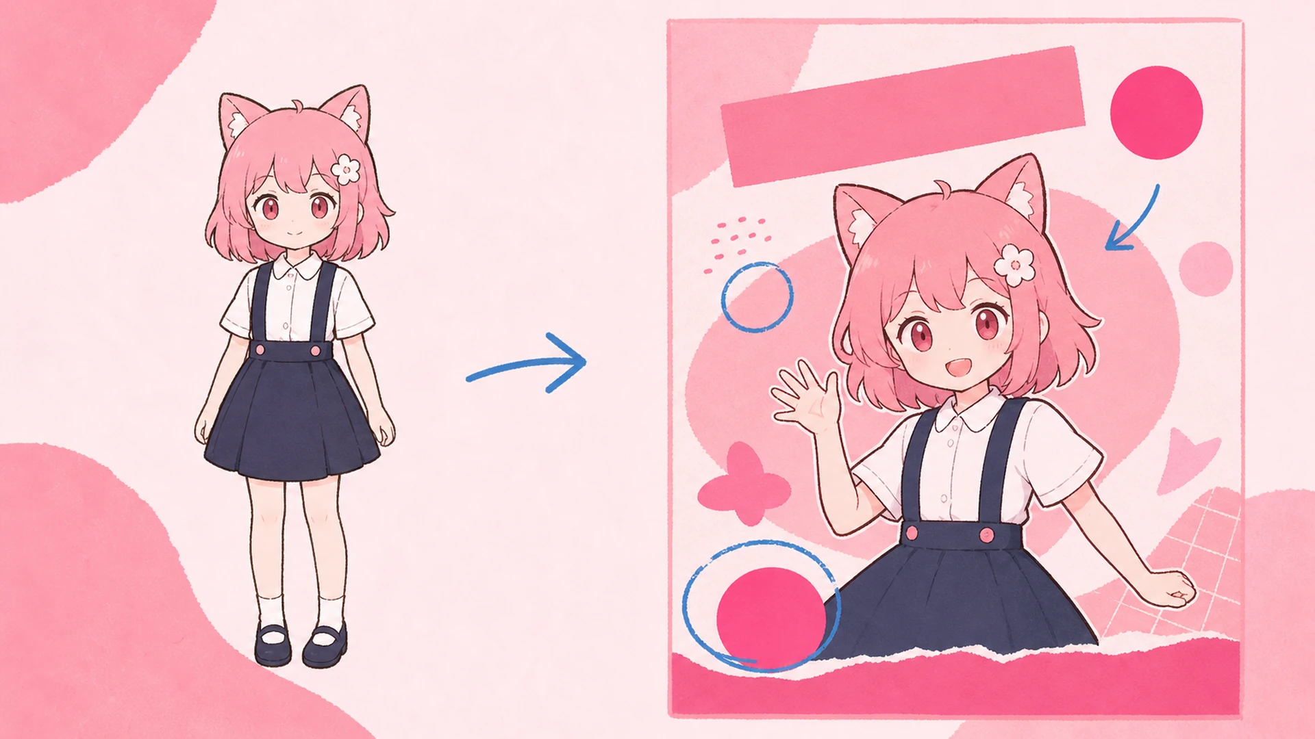Create a Finished Soft Pink Editorial Anime Poster Without Rebuilding the Layout - AI Pink Editorial Poster Maker