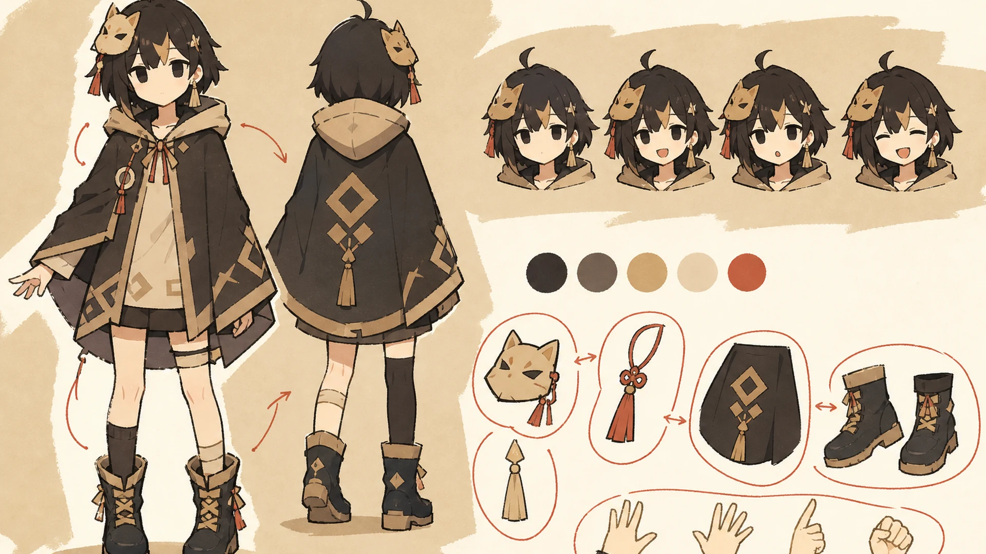 Create a 16:9 landscape KusArt use-case illustration for VTuber design with no title, subtitle, paragraph, body copy, labels, watermark, or decorative pseudo-text. Place a pink-haired anime avatar designer on the left reviewing a wide reference board on the right with a clear expression lineup, outfit details, color swatches, and asymmetrical accessories; keep the face, hands, expressions, and accessories inside the central safe area. Clean modern Niji anime style, crisp lineart, soft cel shading, light-pink and warm-white minimal workspace, #ff4fa3 accents and one sky-blue detail, no photorealism, 3D, thick paint, neon, deep purple, clutter, harsh shadow, gibberish text, or extra characters.